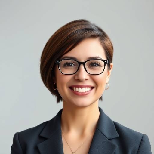 Portrait of Elena Alvarez, a smiling woman with short brown hair, wearing glasses, and a professional blazer.