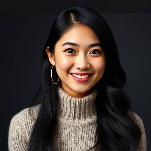 Portrait of Sarah Nguyen, a woman with long black hair, wearing a stylish sweater, and smiling confidently.